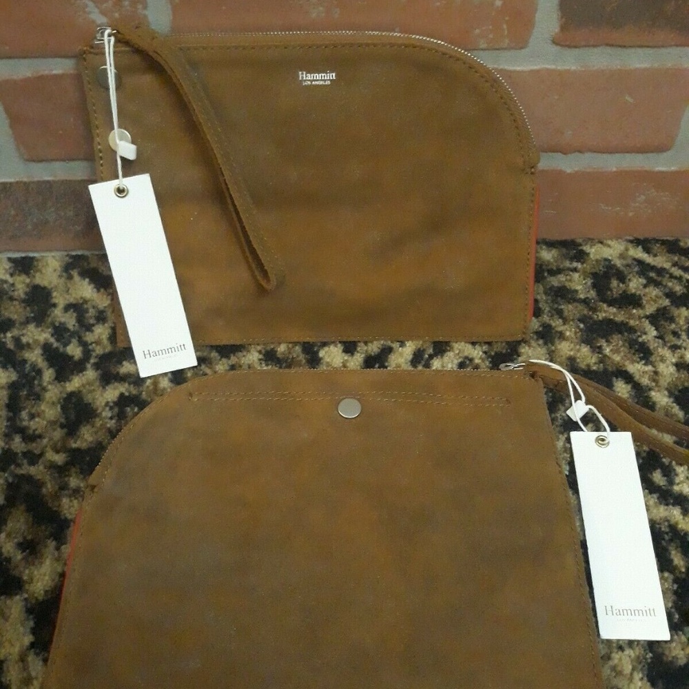 Hammitt WRISTLET Handbag Clutch Richard Arches Buffed Brown Tan Cognac Purse NEW - Picture 5 of 5